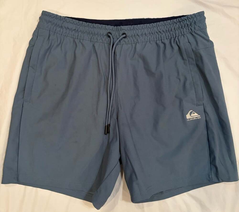 Quiksilver Shorts Men's Large Marine Blue Regular Fit Dry Flight Elastic Waist